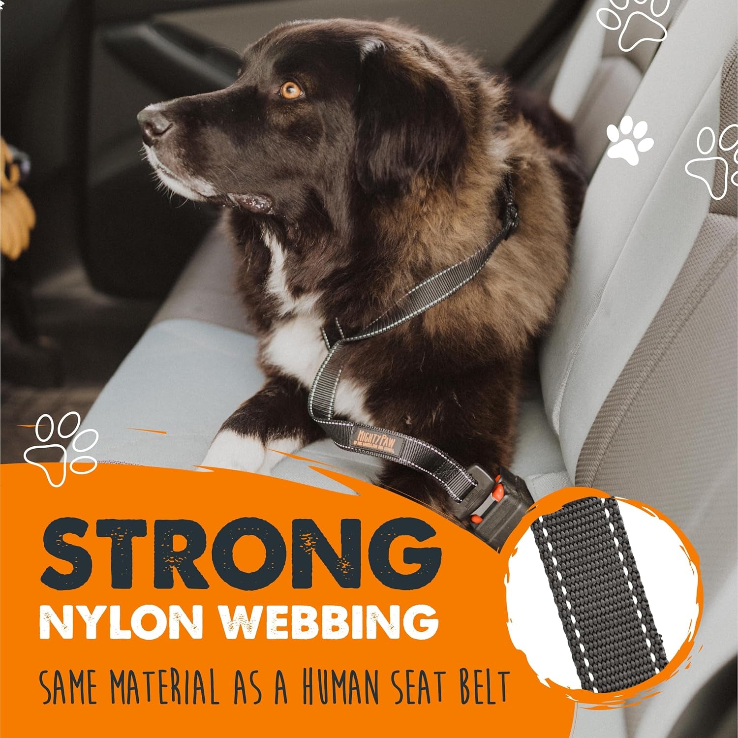 Dog Car Seat Belt - Universal Pet Safety Restraint Made with Durable Seatbelt Material, Featuring All-Metal Hardware and Adjustable Strap, Exceeding Safety Standards for Secure Travel (Black)