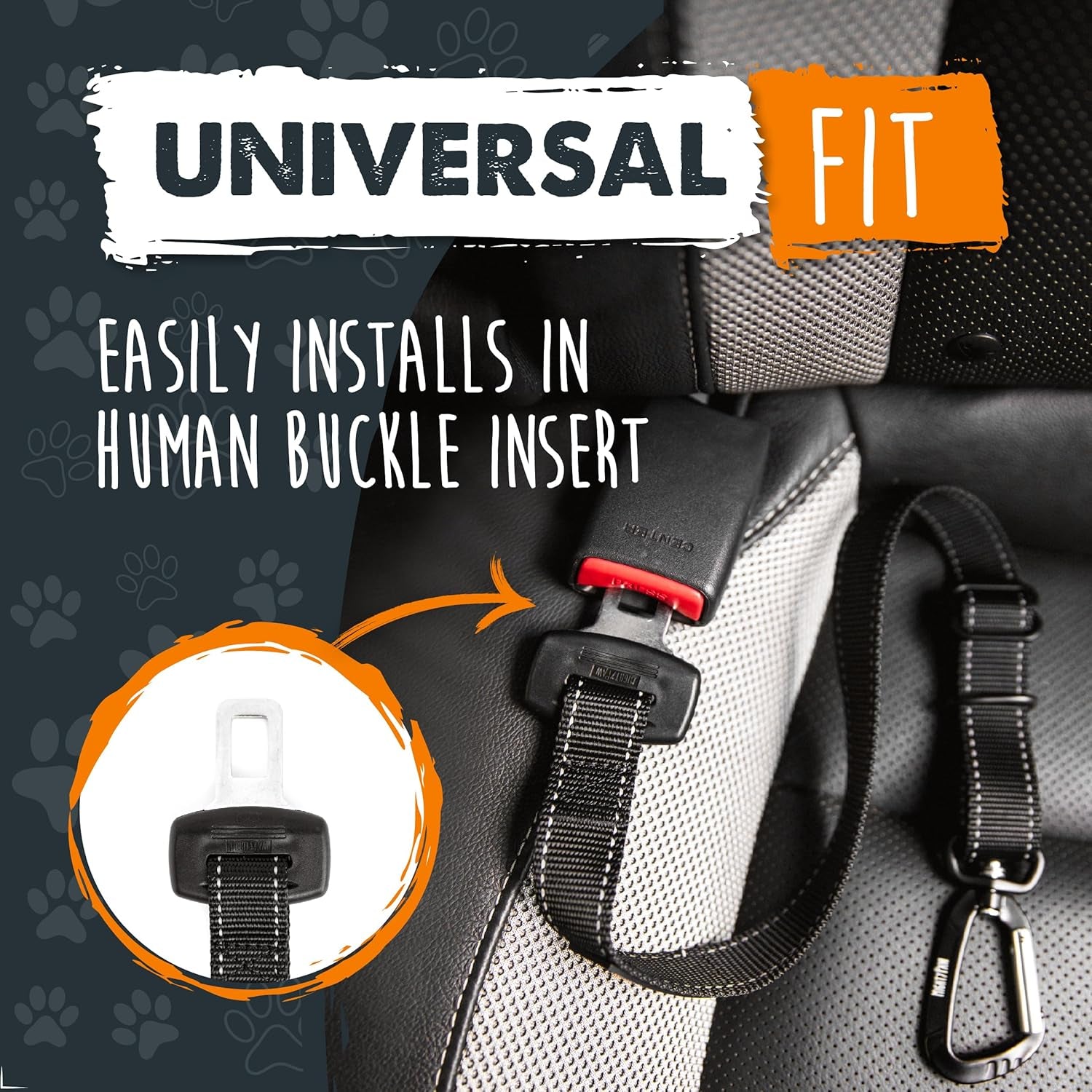 Dog Car Seat Belt - Universal Pet Safety Restraint Made with Durable Seatbelt Material, Featuring All-Metal Hardware and Adjustable Strap, Exceeding Safety Standards for Secure Travel (Black)