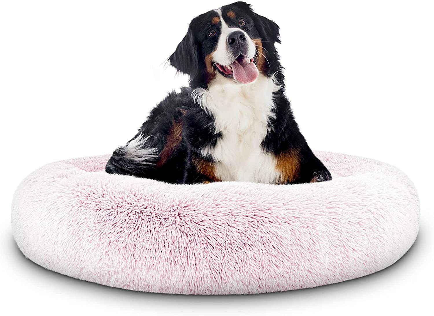 Large Plush Donut Dog Bed - Calming Anti-Anxiety Washable Pet Bed for Cats and Dogs