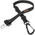 Dog Car Seat Belt - Universal Pet Safety Restraint Made with Durable Seatbelt Material, Featuring All-Metal Hardware and Adjustable Strap, Exceeding Safety Standards for Secure Travel (Black)