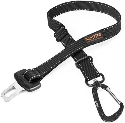 Dog Car Seat Belt - Universal Pet Safety Restraint Made with Durable Seatbelt Material, Featuring All-Metal Hardware and Adjustable Strap, Exceeding Safety Standards for Secure Travel (Black)