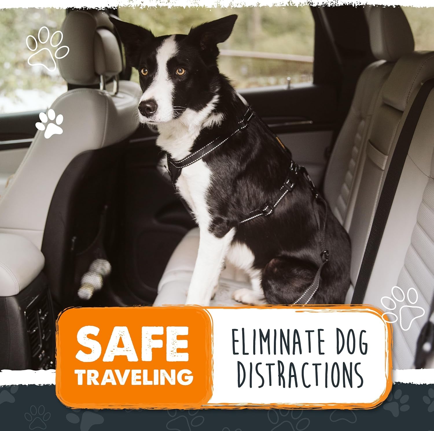 Dog Car Seat Belt - Universal Pet Safety Restraint Made with Durable Seatbelt Material, Featuring All-Metal Hardware and Adjustable Strap, Exceeding Safety Standards for Secure Travel (Black)