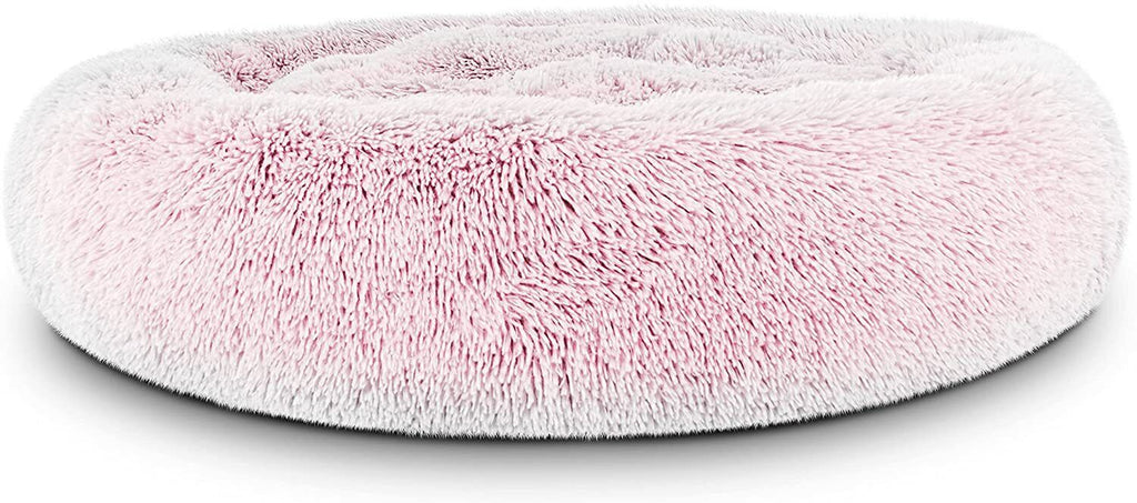 Large Plush Donut Dog Bed - Calming Anti-Anxiety Washable Pet Bed for Cats and Dogs
