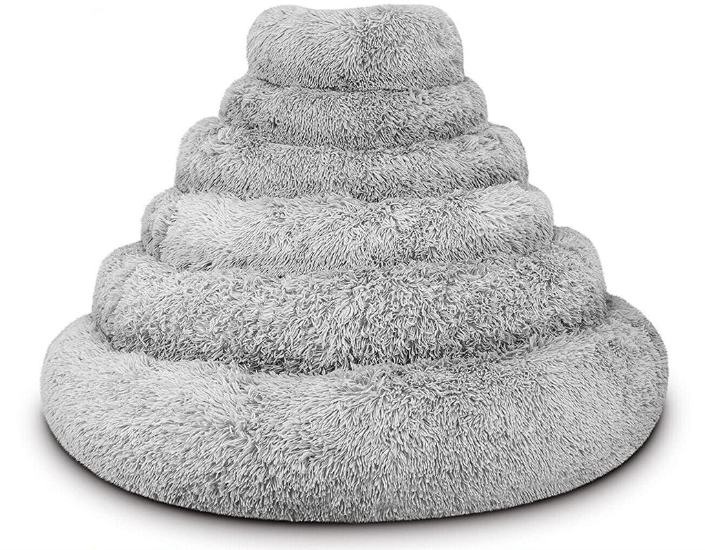 Large Plush Donut Dog Bed - Calming Anti-Anxiety Washable Pet Bed for Cats and Dogs
