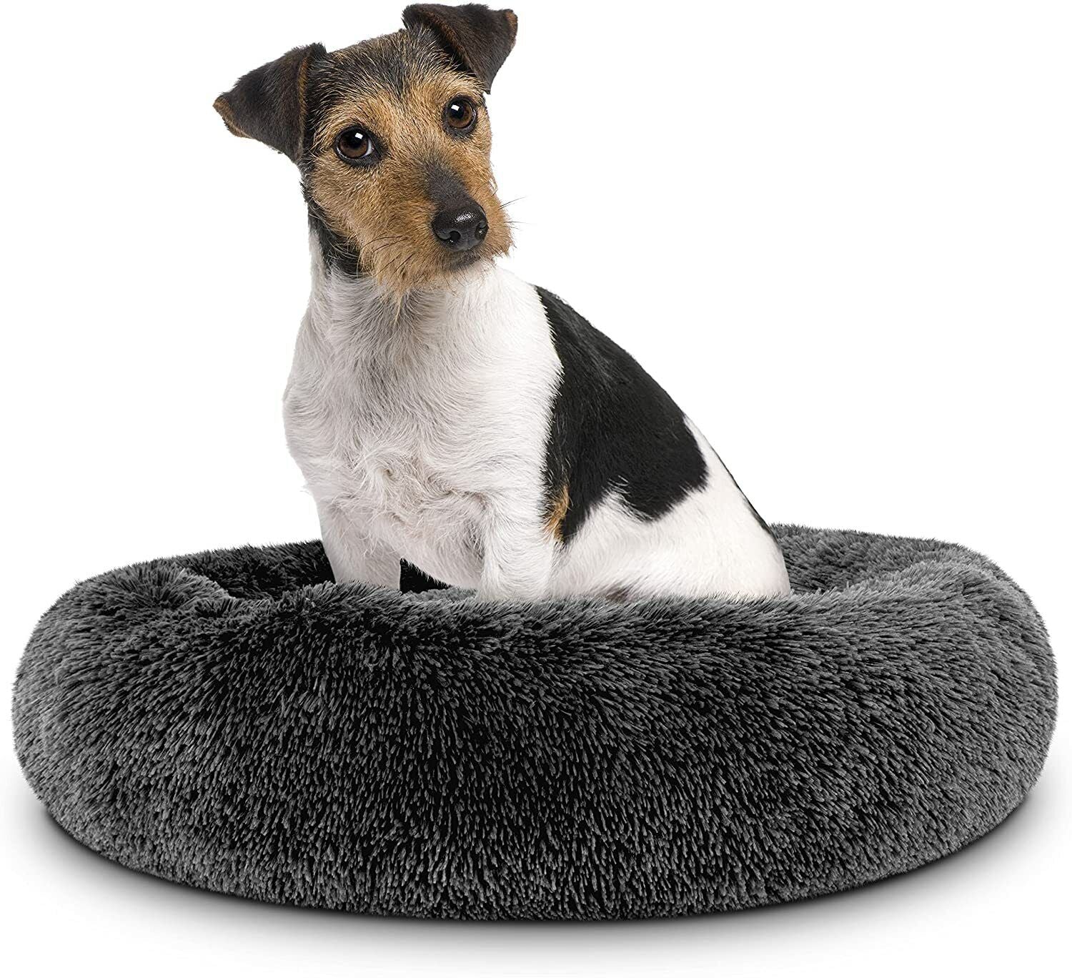 Large Plush Donut Dog Bed - Calming Anti-Anxiety Washable Pet Bed for Cats and Dogs