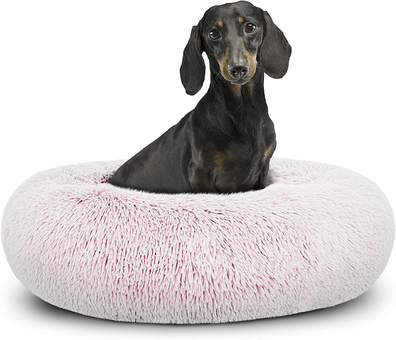 Large Plush Donut Dog Bed - Calming Anti-Anxiety Washable Pet Bed for Cats and Dogs
