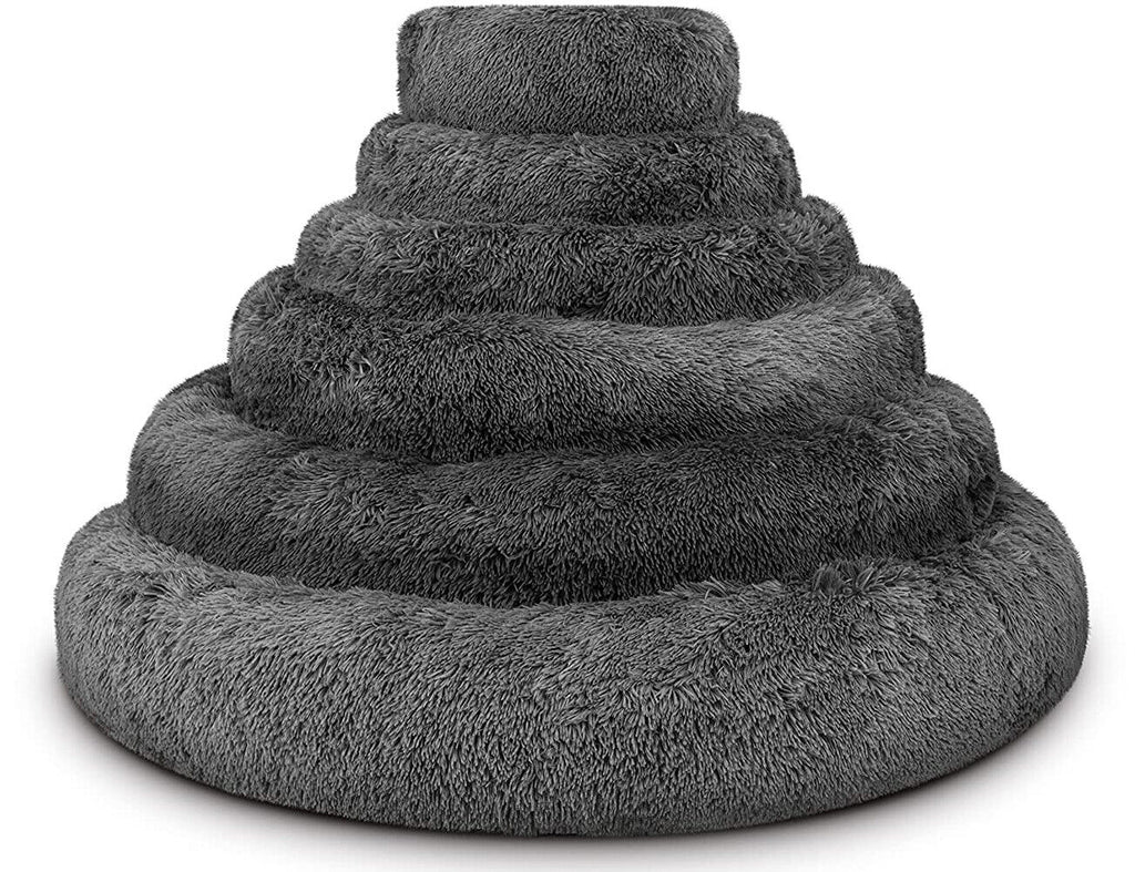 Large Plush Donut Dog Bed - Calming Anti-Anxiety Washable Pet Bed for Cats and Dogs